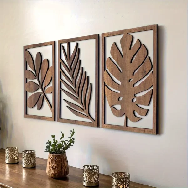 Conjunto de Arte 3 peças em Madeira falsa