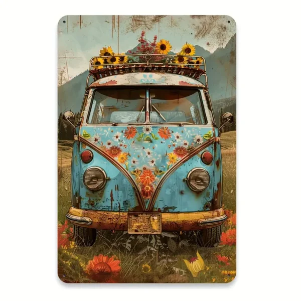 Placa de Metal Vintage Floral pão de forma (carrinha)