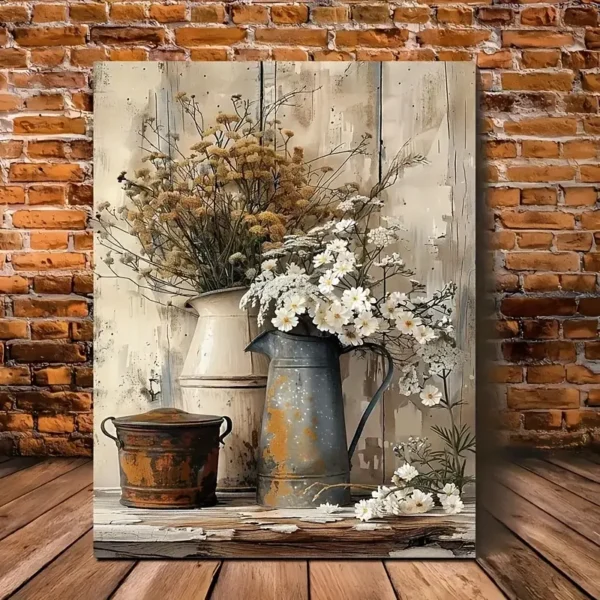 Quadro Vintage de Jasmim Branco & Regador