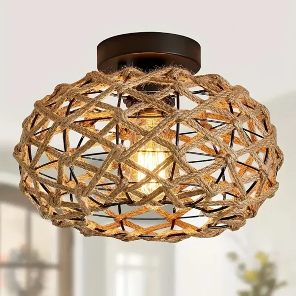 Iluminação de teto  com Abajur de Corda de Cânhamo