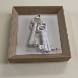 Quadro 17 x 17 cm moldura larga carvalho natural / chaves