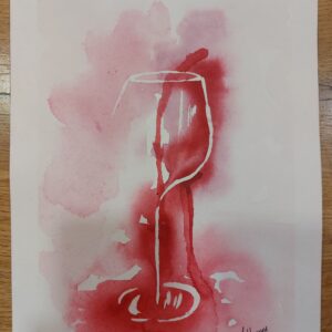 Ilustração em aguarela papel 300g A4 Copo de vinho