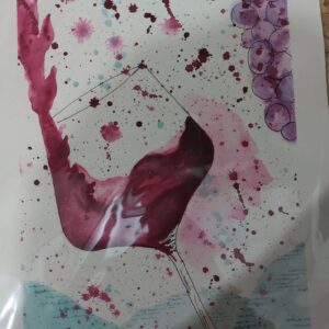 Ilustração em aguarela papel 300g A3 Copo de vinho