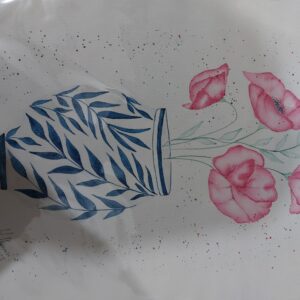 Ilustração em aguarela papel 300g A3 Vaso de flores
