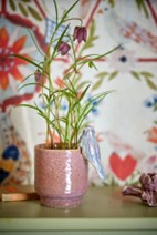 Vaso de flor pássaro rosa grés larky